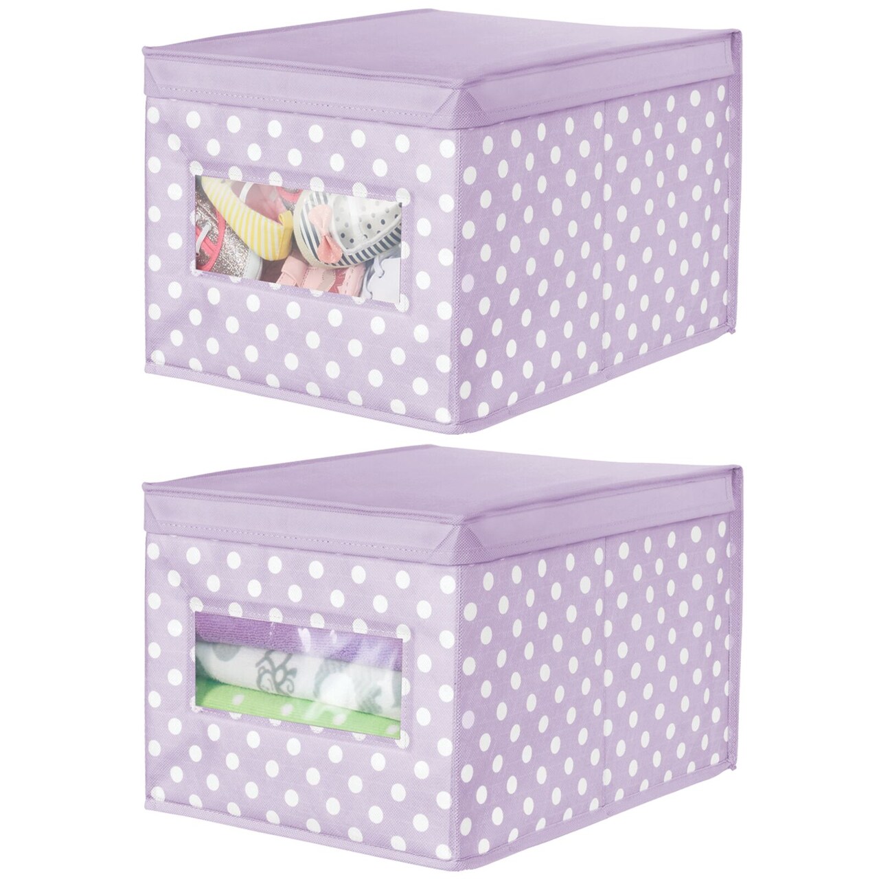 mDesign Child/Kids Fabric Closet Storage Box, Large, Polka Dot, 2 Pack